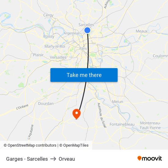 Garges - Sarcelles to Orveau map