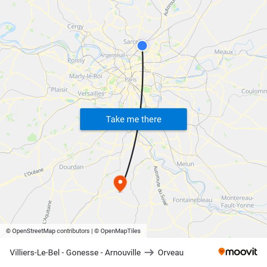 Villiers-Le-Bel - Gonesse - Arnouville to Orveau map
