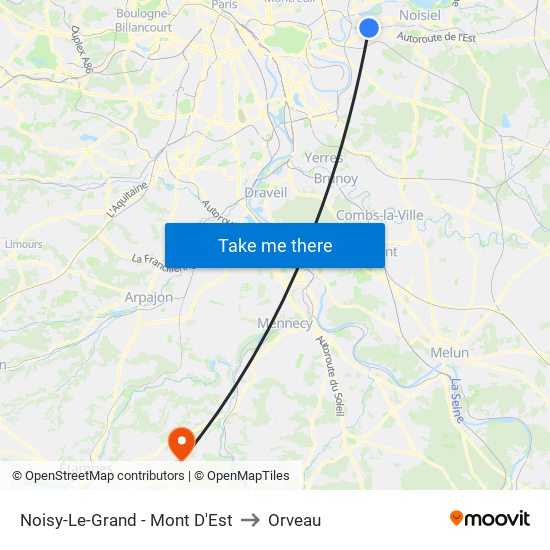 Noisy-Le-Grand - Mont D'Est to Orveau map