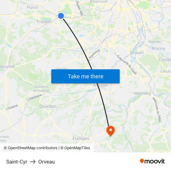 Saint-Cyr to Orveau map