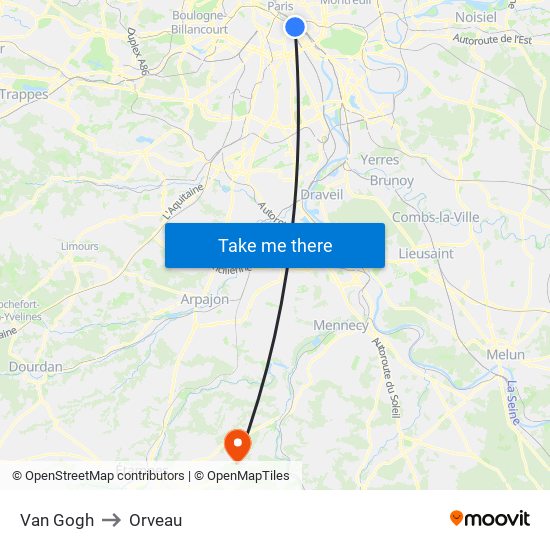 Van Gogh to Orveau map