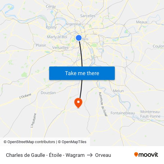 Charles de Gaulle - Étoile - Wagram to Orveau map