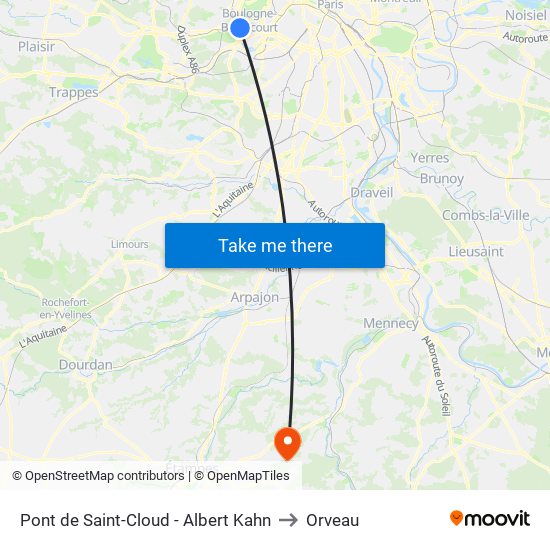 Pont de Saint-Cloud - Albert Kahn to Orveau map