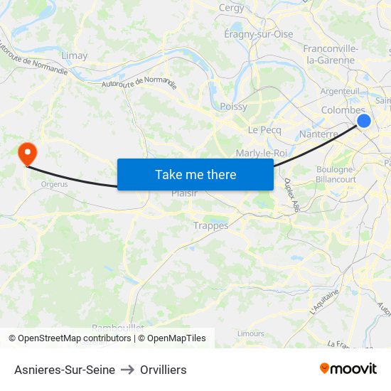 Asnieres-Sur-Seine to Orvilliers map