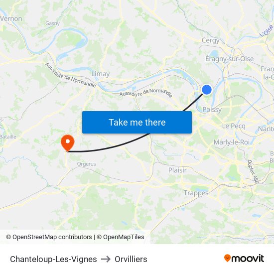 Chanteloup-Les-Vignes to Orvilliers map