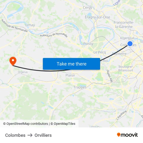 Colombes to Orvilliers map