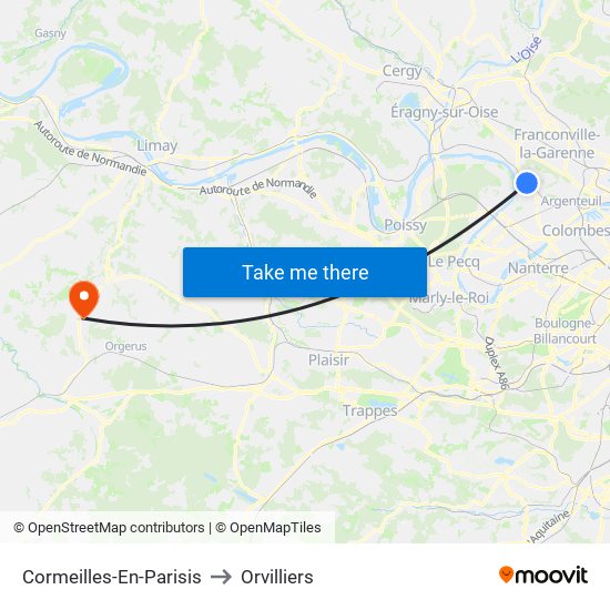 Cormeilles-En-Parisis to Orvilliers map