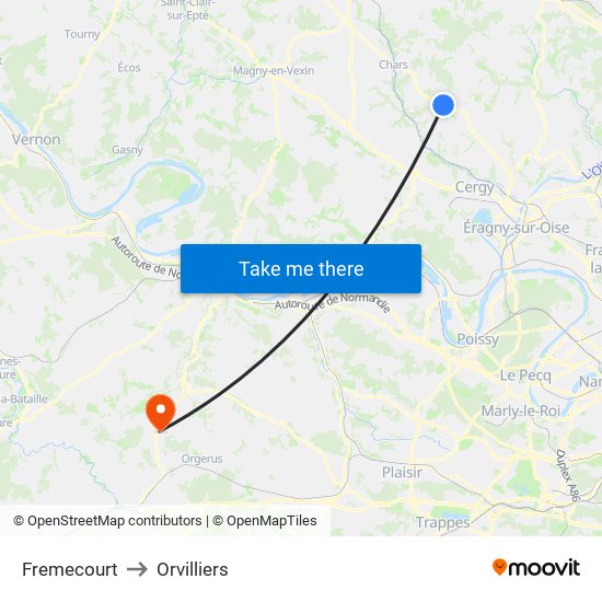 Fremecourt to Orvilliers map