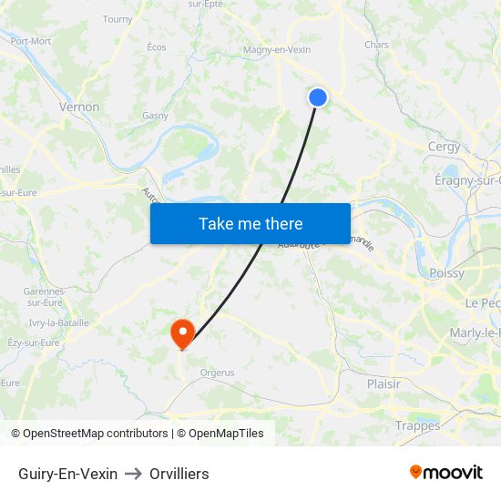 Guiry-En-Vexin to Orvilliers map