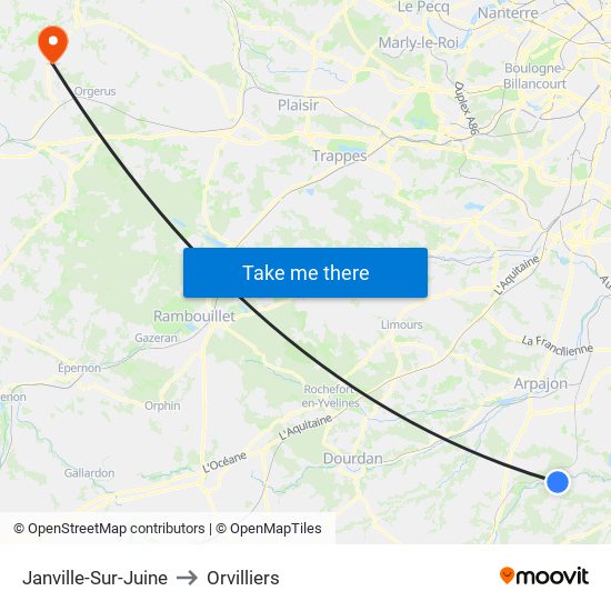 Janville-Sur-Juine to Orvilliers map