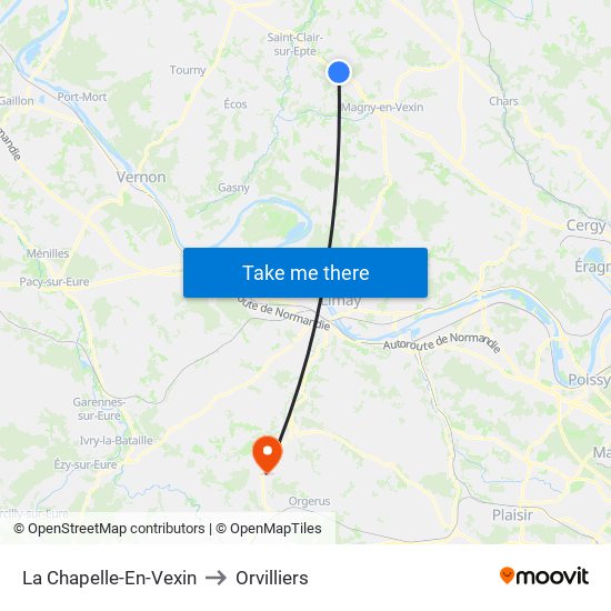 La Chapelle-En-Vexin to Orvilliers map