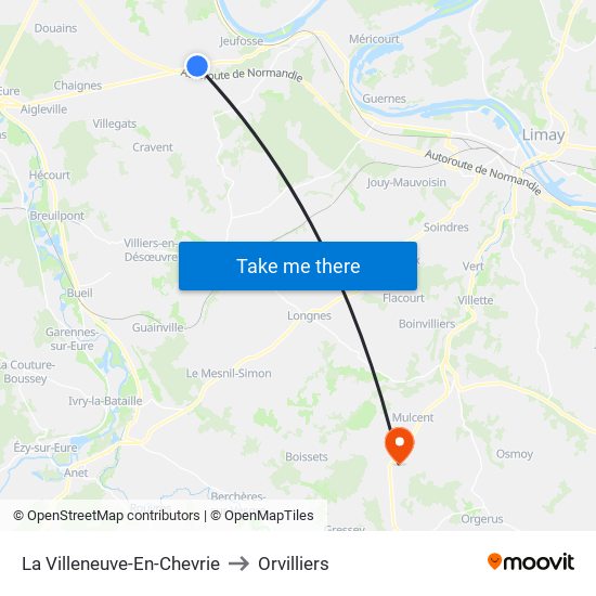 La Villeneuve-En-Chevrie to Orvilliers map