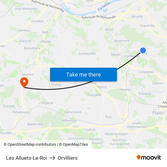Les Alluets-Le-Roi to Orvilliers map
