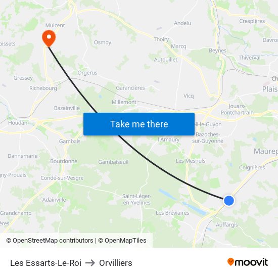 Les Essarts-Le-Roi to Orvilliers map