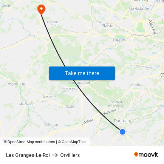 Les Granges-Le-Roi to Orvilliers map