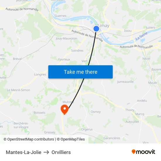 Mantes-La-Jolie to Orvilliers map