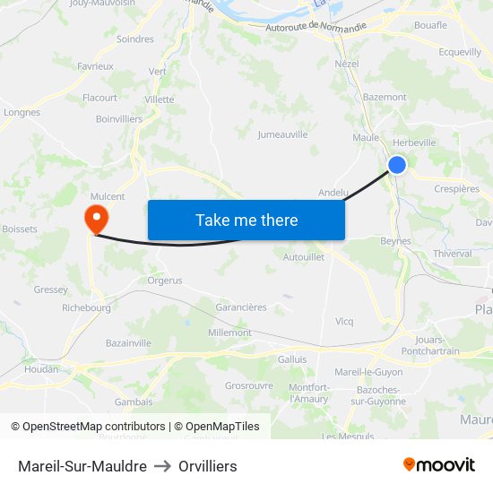Mareil-Sur-Mauldre to Orvilliers map