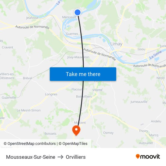Mousseaux-Sur-Seine to Orvilliers map