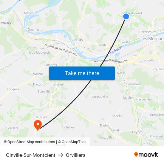 Oinville-Sur-Montcient to Orvilliers map