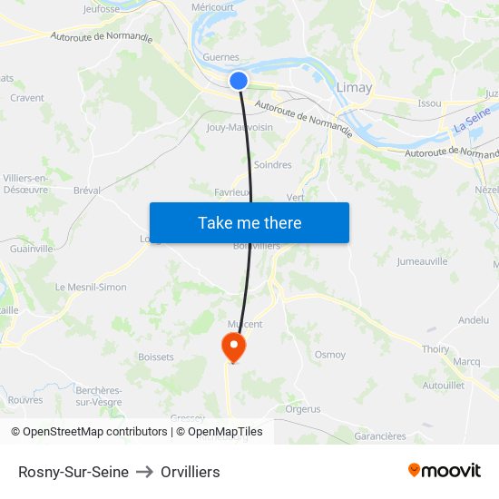 Rosny-Sur-Seine to Orvilliers map