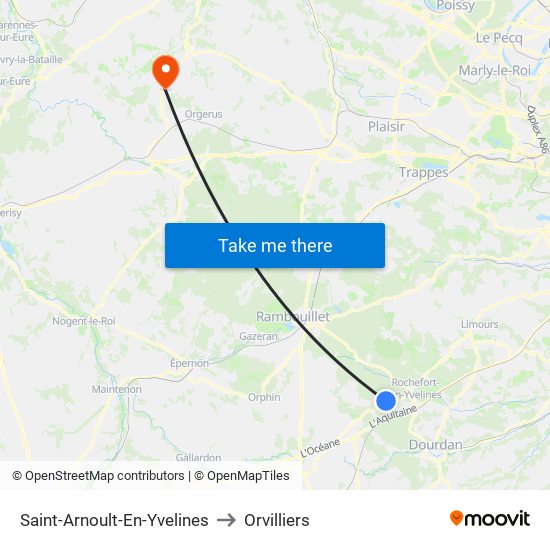 Saint-Arnoult-En-Yvelines to Orvilliers map