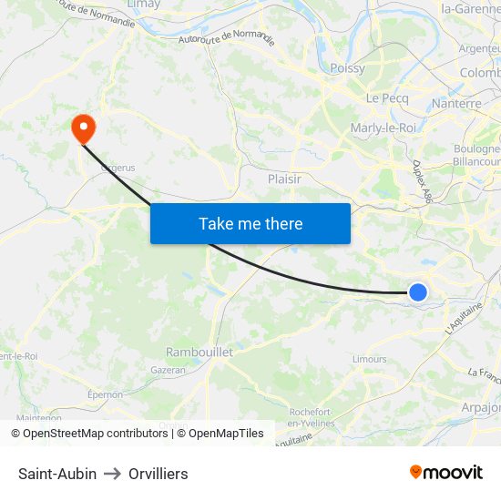 Saint-Aubin to Orvilliers map