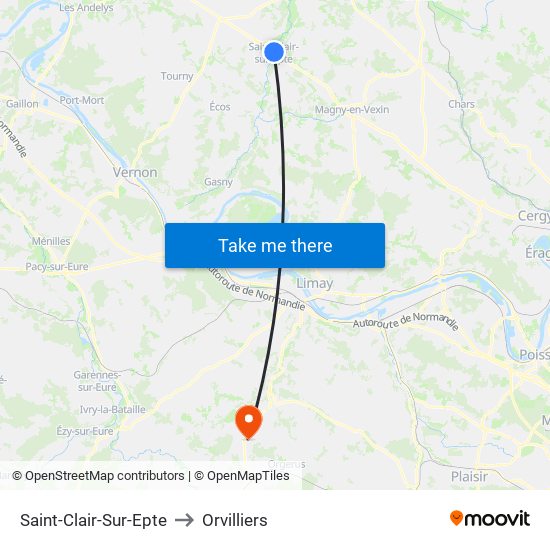 Saint-Clair-Sur-Epte to Orvilliers map