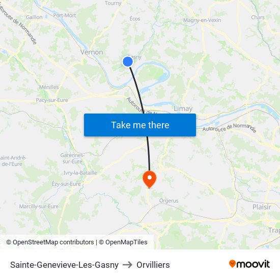 Sainte-Genevieve-Les-Gasny to Orvilliers map