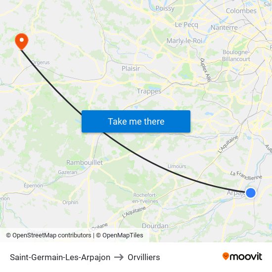 Saint-Germain-Les-Arpajon to Orvilliers map