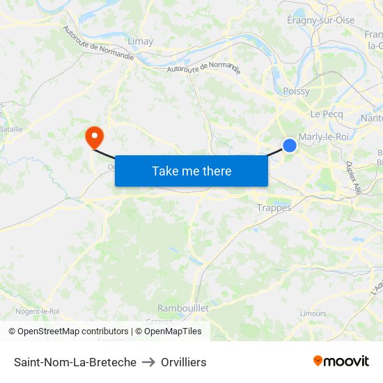 Saint-Nom-La-Breteche to Orvilliers map