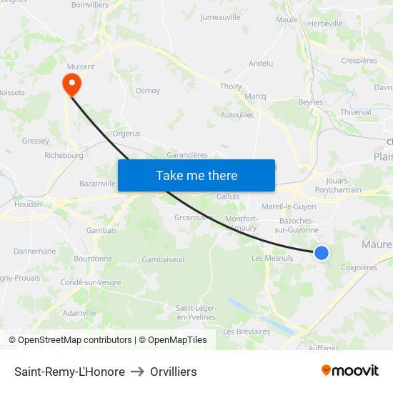 Saint-Remy-L'Honore to Orvilliers map