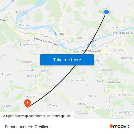 Seraincourt to Orvilliers map