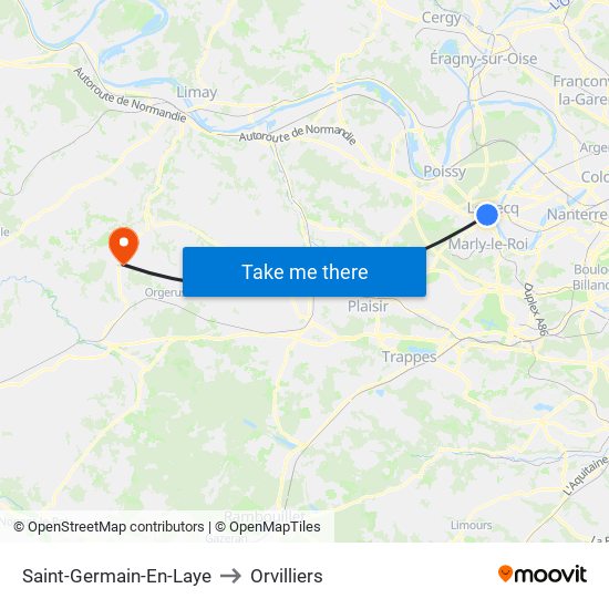 Saint-Germain-En-Laye to Orvilliers map