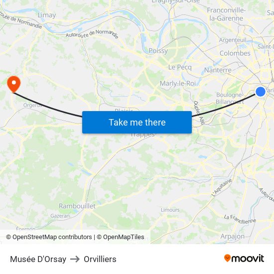 Musée D'Orsay to Orvilliers map