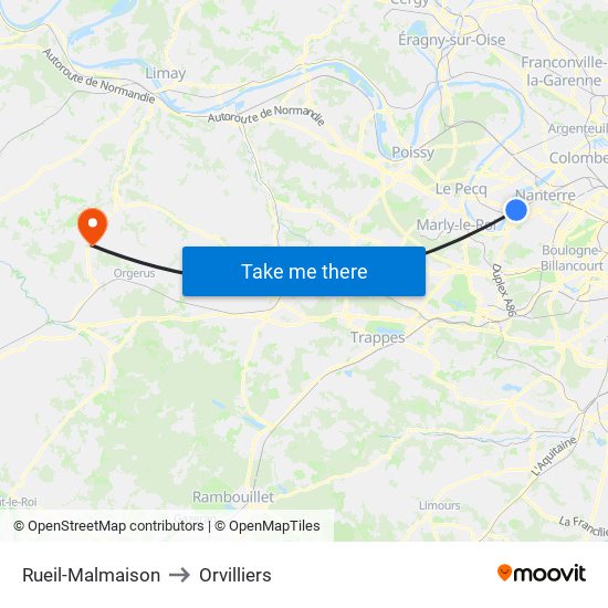 Rueil-Malmaison to Orvilliers map