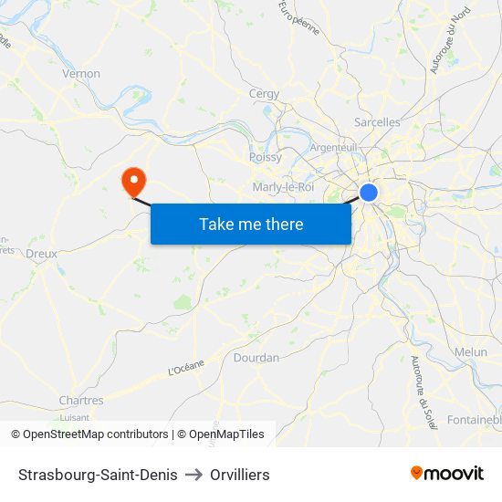 Strasbourg-Saint-Denis to Orvilliers map
