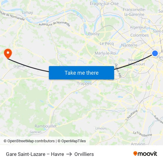 Gare Saint-Lazare – Havre to Orvilliers map