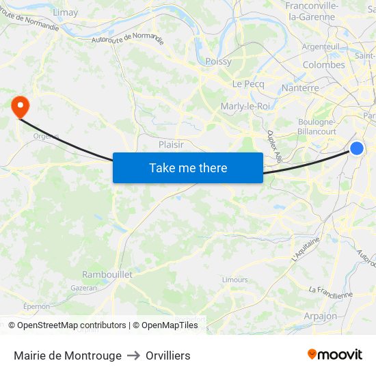 Mairie de Montrouge to Orvilliers map