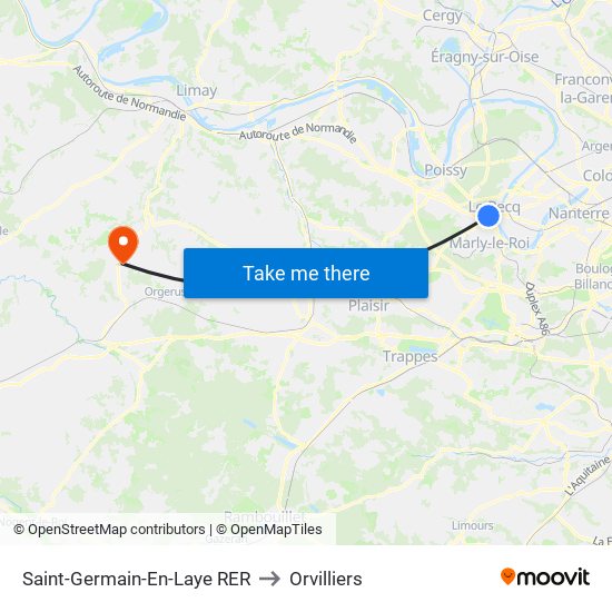 Saint-Germain-En-Laye RER to Orvilliers map