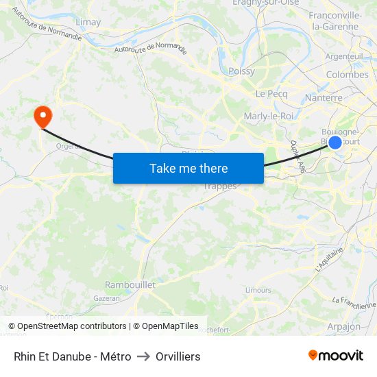 Rhin Et Danube - Métro to Orvilliers map