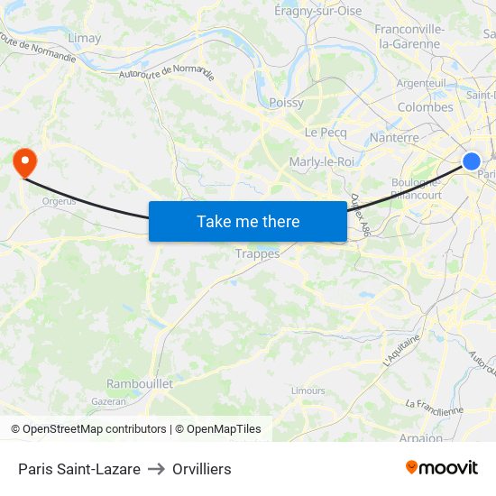 Paris Saint-Lazare to Orvilliers map