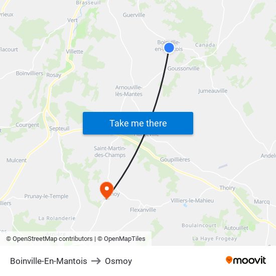 Boinville-En-Mantois to Osmoy map