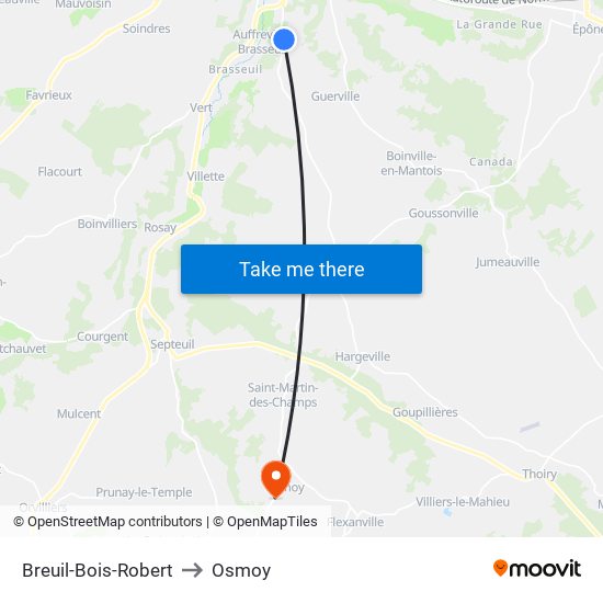 Breuil-Bois-Robert to Osmoy map