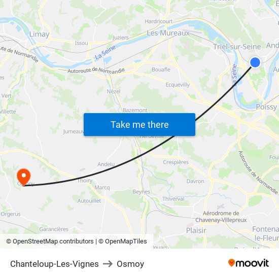 Chanteloup-Les-Vignes to Osmoy map