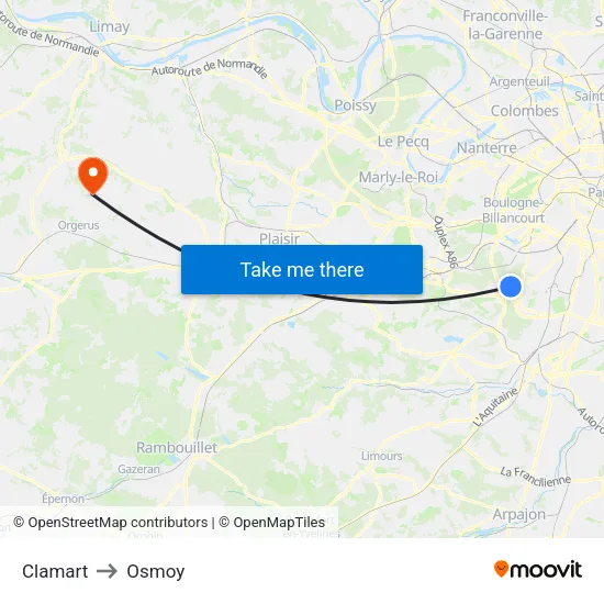 Clamart to Osmoy map