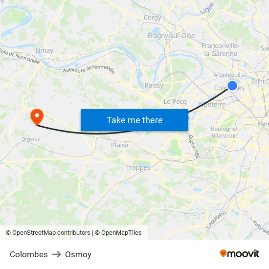 Colombes to Osmoy map