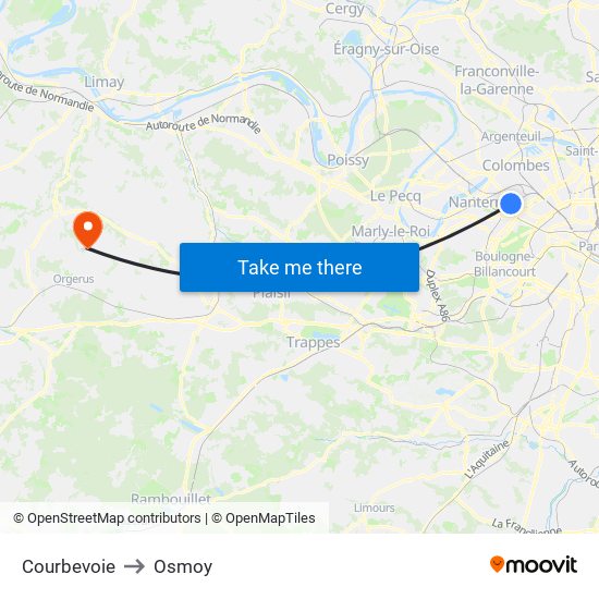 Courbevoie to Osmoy map