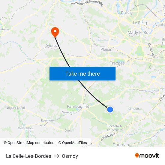 La Celle-Les-Bordes to Osmoy map