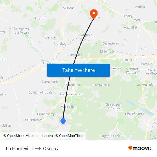 La Hauteville to Osmoy map