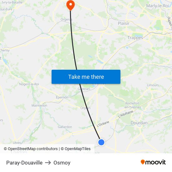 Paray-Douaville to Osmoy map